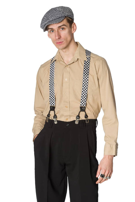 Hosenträger Retro schwarz-weiss Karo