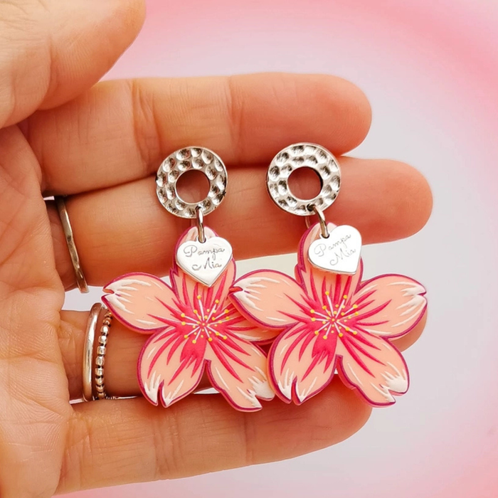 Ohrringe rosa Blumen