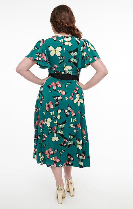 Unique Vintage Kleid Teal Butterflies