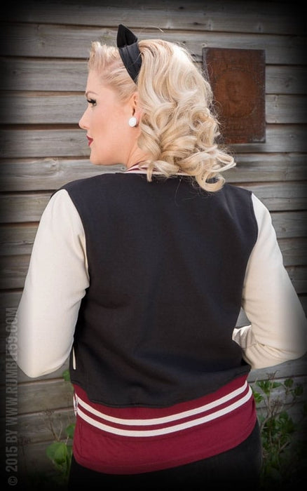 Rumble59 Female Collegejacke schwarz-weiss-weinrot