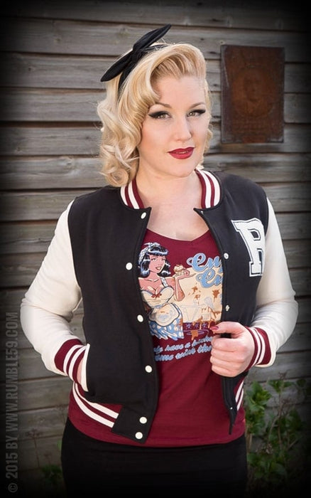 Rumble59 Female Collegejacke schwarz-weiss-weinrot