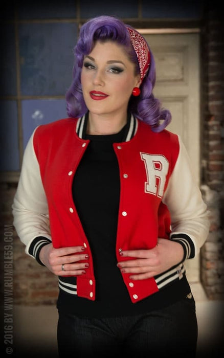 Rumble59 Female Collegejacke rot-weiss-schwarz