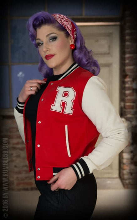 Rumble59 Female Collegejacke rot-weiss-schwarz