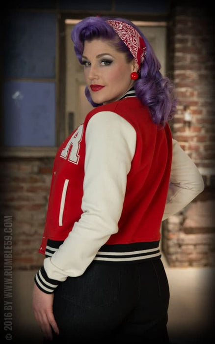 Rumble59 Female Collegejacke rot-weiss-schwarz