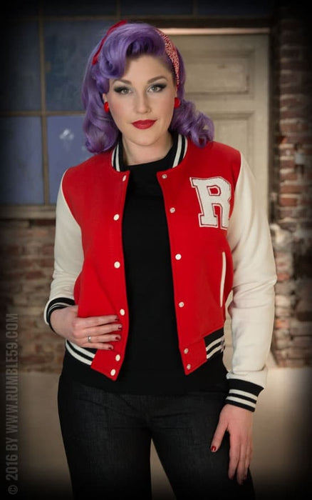 Rumble59 Female Collegejacke rot-weiss-schwarz
