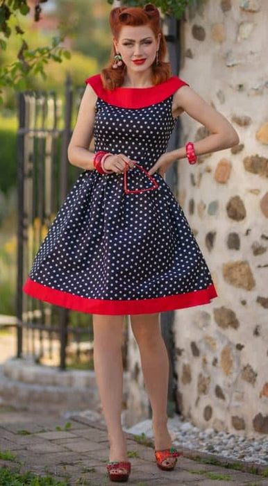 Dolly and Dotty Kleid Katie Dots schwarz-weiss-rot