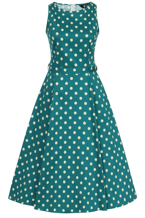 Lady Vintage Kleid Hepburn Jade Polka Dots