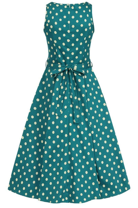 Lady Vintage Kleid Hepburn Jade Polka Dots