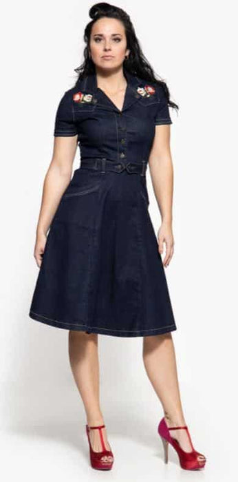 Queen Kerosin Kleid mit Blumenstickereien