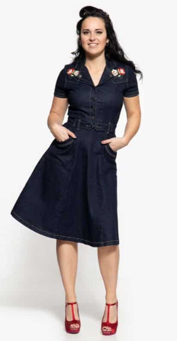 Queen Kerosin Kleid mit Blumenstickereien