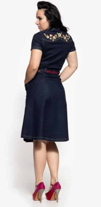 Queen Kerosin Kleid mit Blumenstickereien