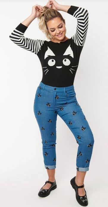 Unique Vintage Capri-Jeans Marilyn Cat