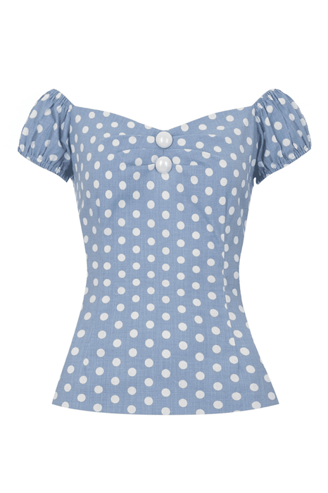 Collectif Top Dolores Polka rauchblau