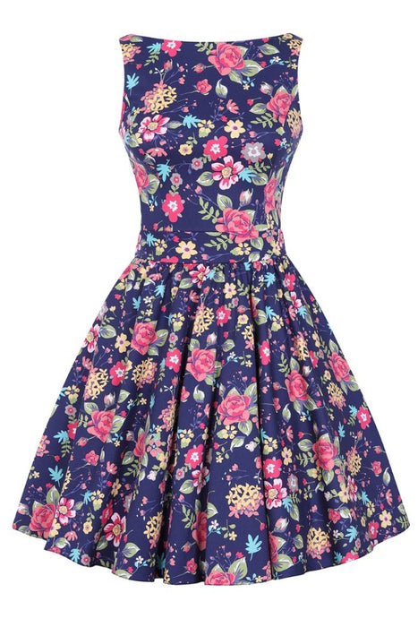 Lady Vintage Kleid Tea navy floral