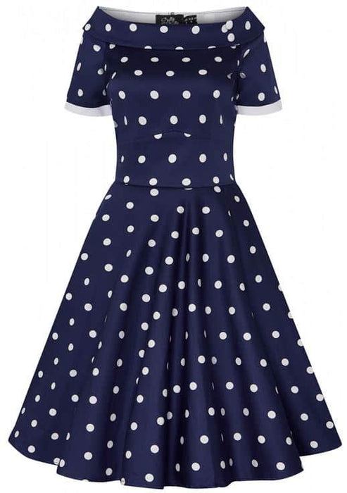 Dolly and Dotty Kleid Darlene Navy Polka Dots