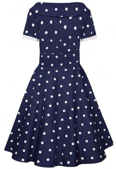 Dolly and Dotty Kleid Darlene Navy Polka Dots