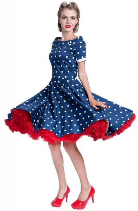 Dolly and Dotty Kleid Darlene Navy Polka Dots