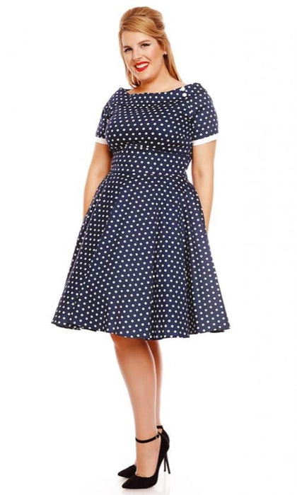 Dolly and Dotty Kleid Darlene Navy Polka Dots