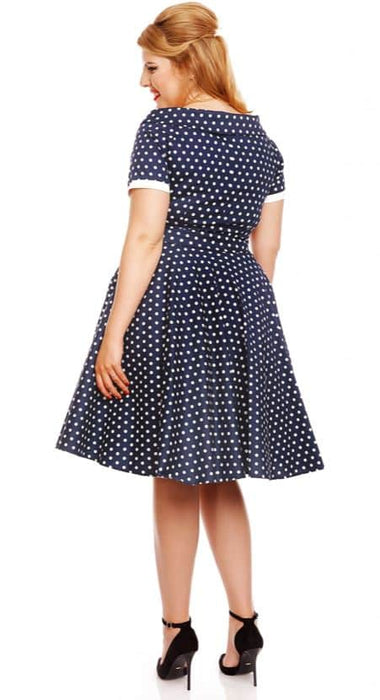 Dolly and Dotty Kleid Darlene Navy Polka Dots