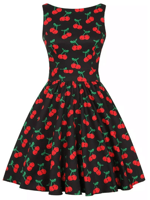 Lady Vintage Kleid Tea Cherry Noir
