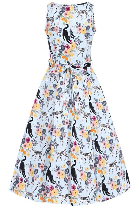 Lady Vintage Kleid Hepburn Cute Kitty Sky