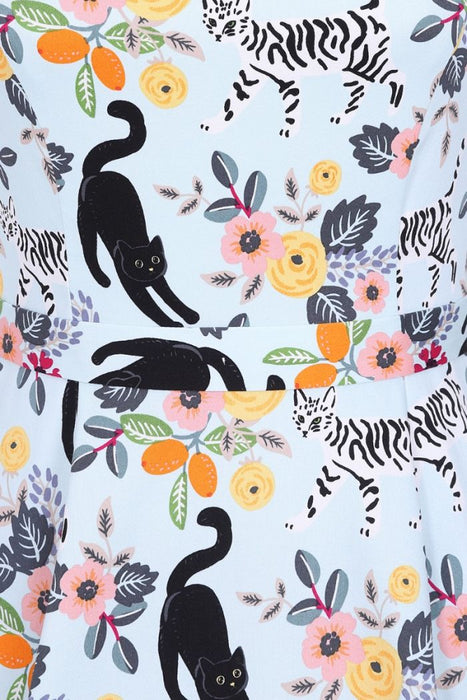Lady Vintage Kleid Hepburn Cute Kitty Sky