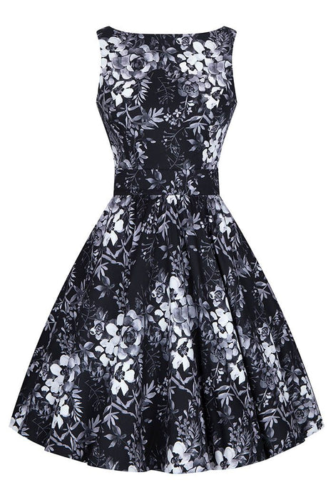 Lady Vintage Kleid Tea Grey Floral