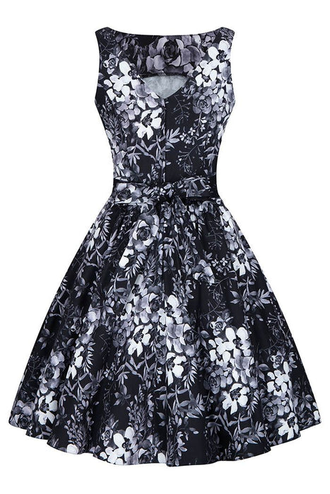 Lady Vintage Kleid Tea Grey Floral