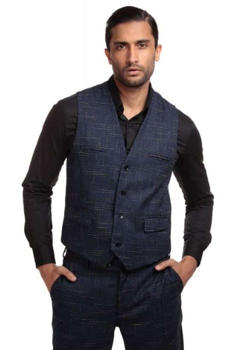 Collectif Weste Max Crosshatch dunkelblau