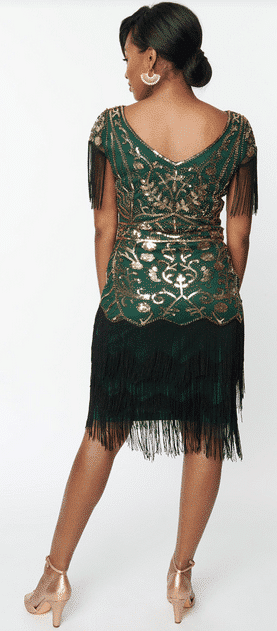 Unique Vintage Flapper grün-gold
