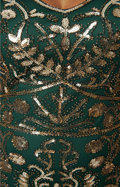 Unique Vintage Flapper grün-gold