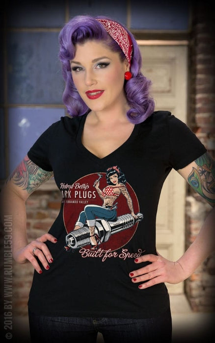 Rumble59 Shirt Betty's Spark Plugs V-neck