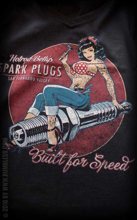 Rumble59 Shirt Betty's Spark Plugs V-neck