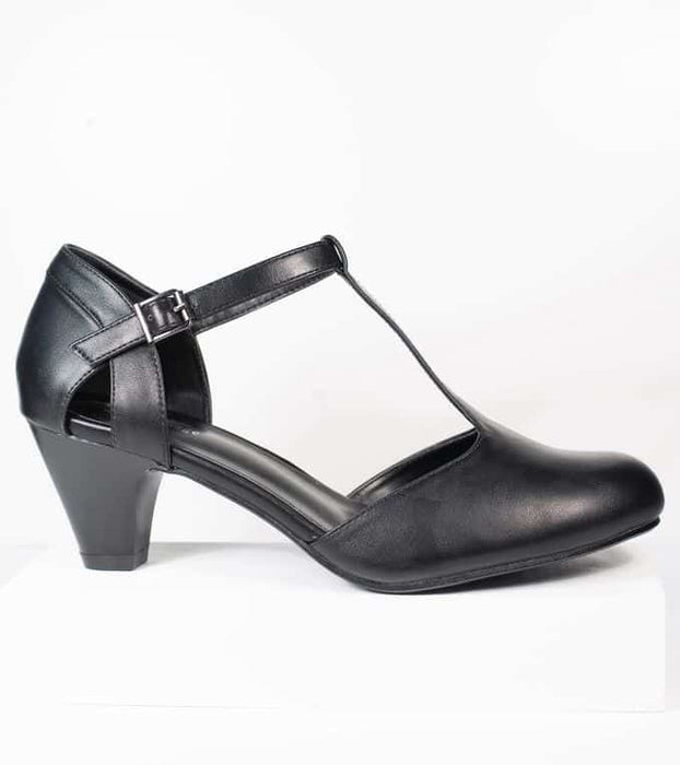 Unique Vintage Pumps Roxy T-Strap schwarz