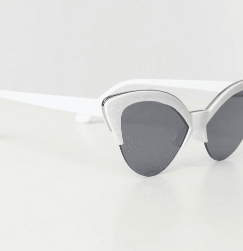 Unique Vintage Sonnenbrille Cat Eye weiss