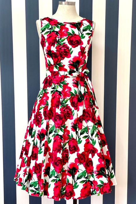 Lady Vintage Kleid Hepburn Red Flowers