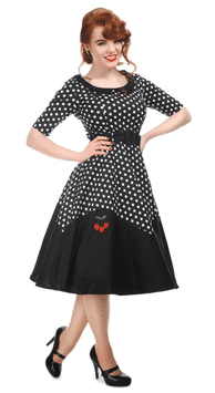 Collectif Kleid Cherry Polka Dot Doll schwarz