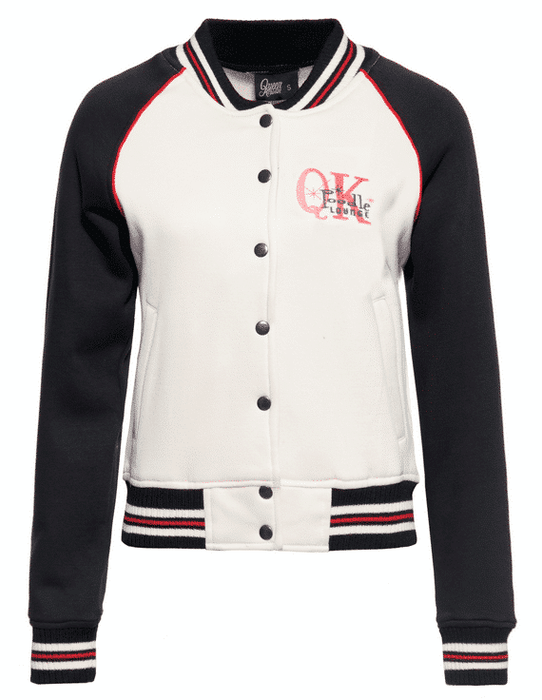 Queen Kerosin Collegejacke Poodle Lounge écru