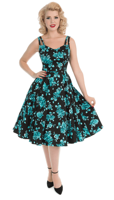 Hearts & Roses Kleid Rosalie black turquoise