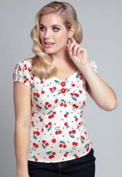 Collectif Top Dolores Cherry Love crème