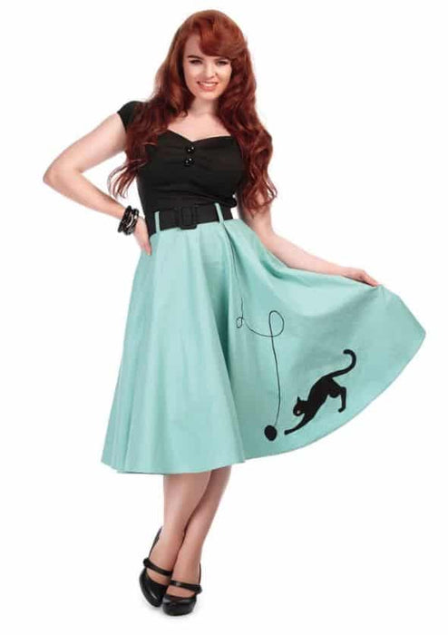 Collectif Jupe Kitty Cat mint