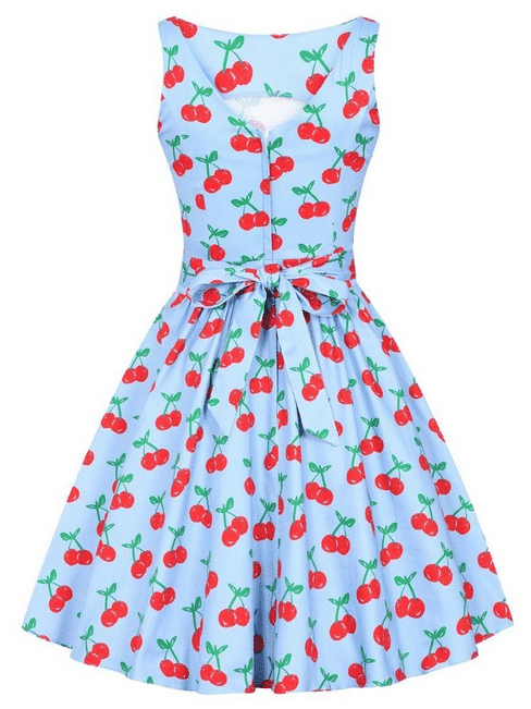 Lady Vintage Kleid Tea Cherry Bleu