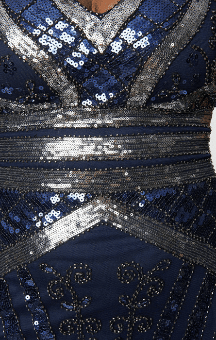 Unique Vintage Flapper blau-silber