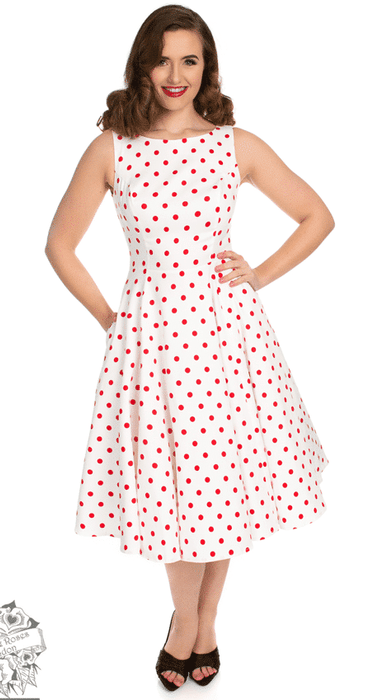 Hearts & Roses Kleid Sandy weiss-rot