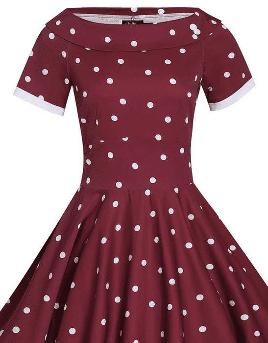 Dolly and Dotty Kleid Darlene burgundy weiss Dots