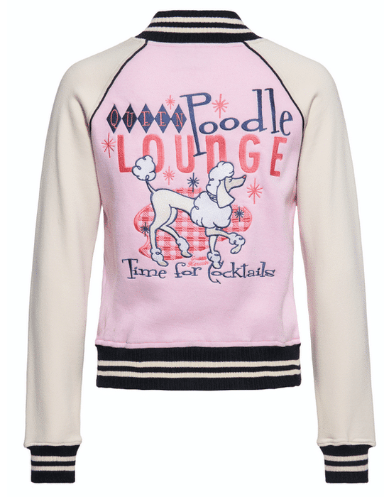 Queen Kerosin Collegejacke Poodle Lounge rosa