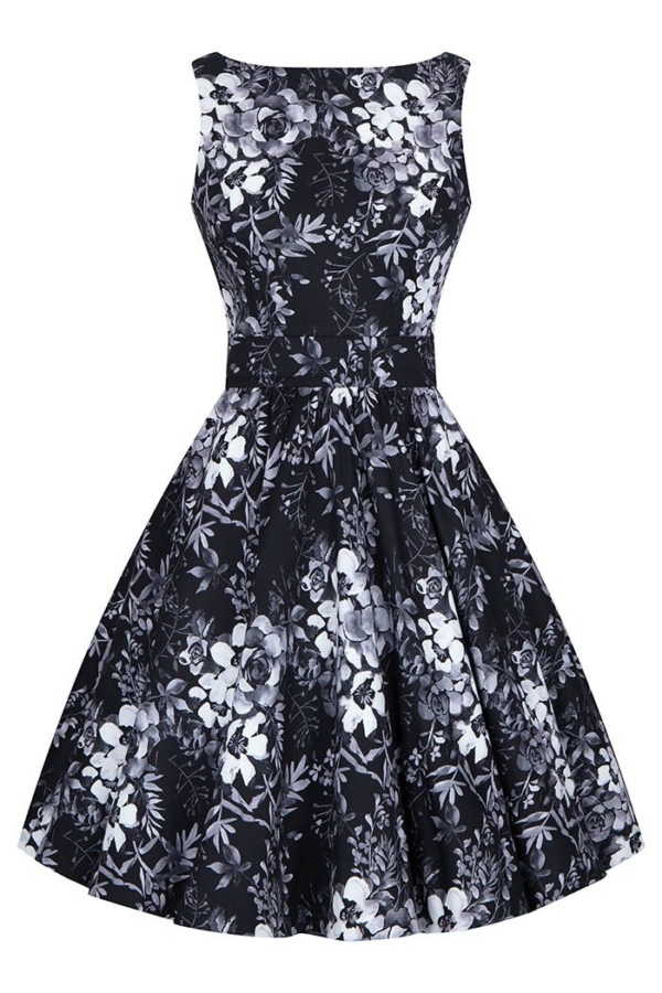 Lady Vintage Kleid Tea Grey Floral
