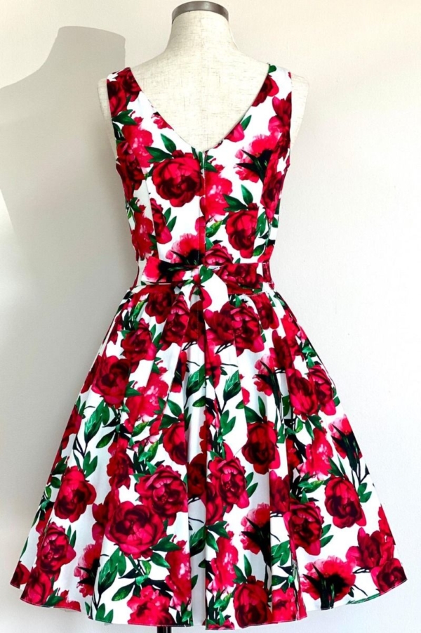 Lady Vintage Kleid Tea Red Flowers – Bild 2