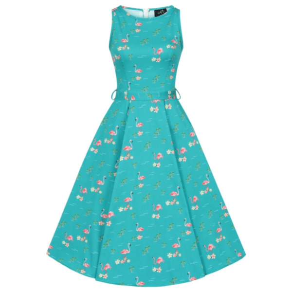 Lady Vintage Kleid Hepburn Tropical Flamingo
