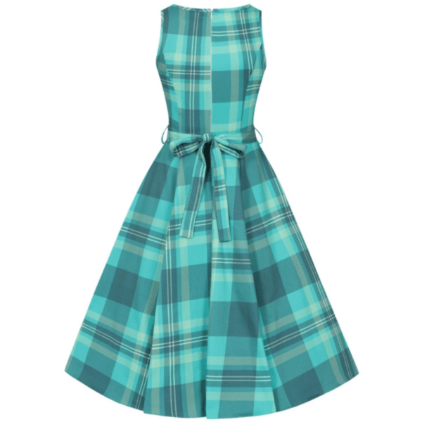 Lady Vintage Kleid Hepburn Türkis Karo – Bild 2